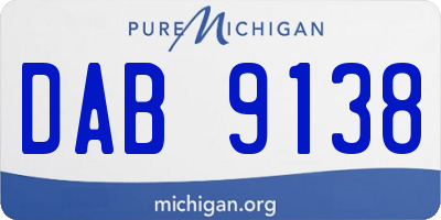 MI license plate DAB9138