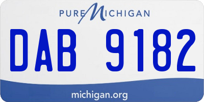 MI license plate DAB9182