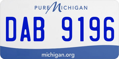 MI license plate DAB9196