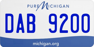MI license plate DAB9200