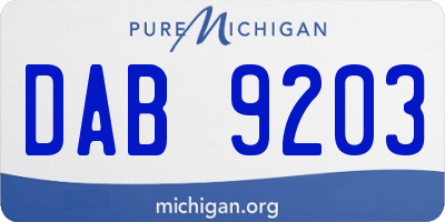 MI license plate DAB9203