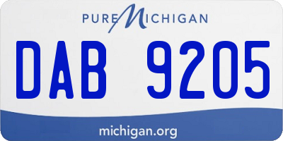 MI license plate DAB9205