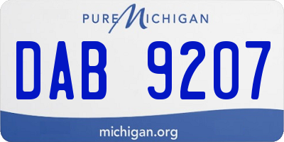 MI license plate DAB9207