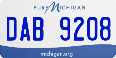 MI license plate DAB9208