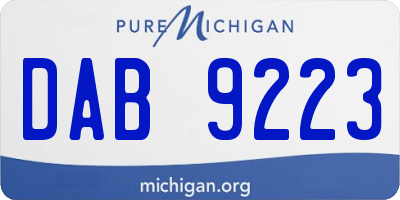 MI license plate DAB9223