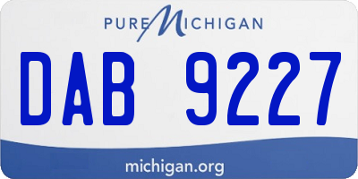 MI license plate DAB9227