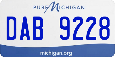 MI license plate DAB9228