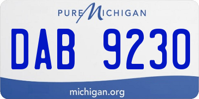 MI license plate DAB9230