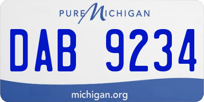 MI license plate DAB9234