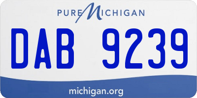 MI license plate DAB9239
