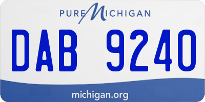 MI license plate DAB9240