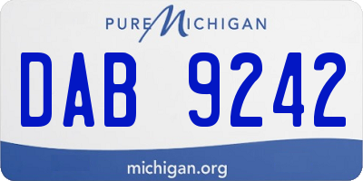 MI license plate DAB9242