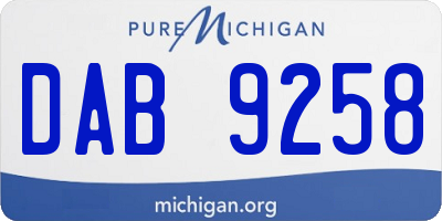 MI license plate DAB9258