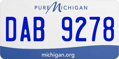 MI license plate DAB9278