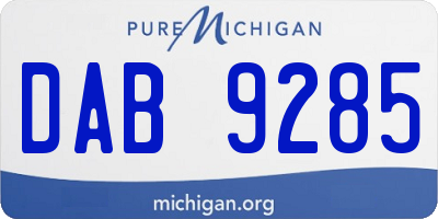 MI license plate DAB9285