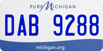 MI license plate DAB9288