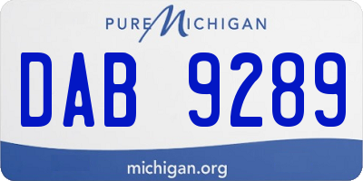 MI license plate DAB9289