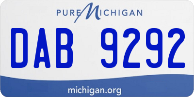 MI license plate DAB9292