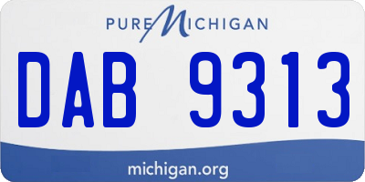 MI license plate DAB9313