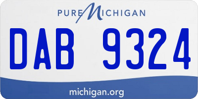 MI license plate DAB9324