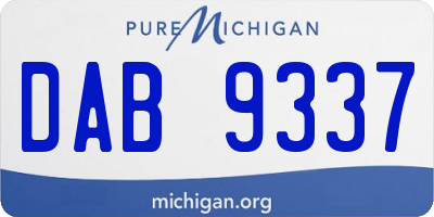 MI license plate DAB9337