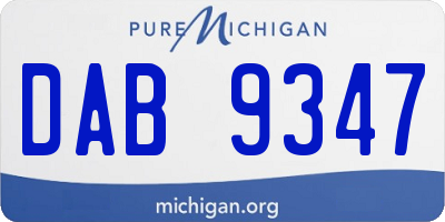 MI license plate DAB9347
