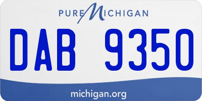 MI license plate DAB9350