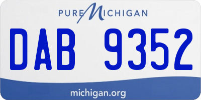 MI license plate DAB9352