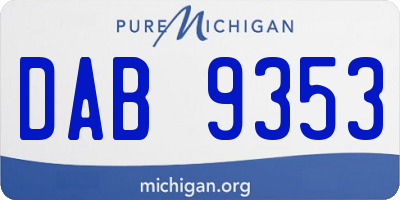 MI license plate DAB9353