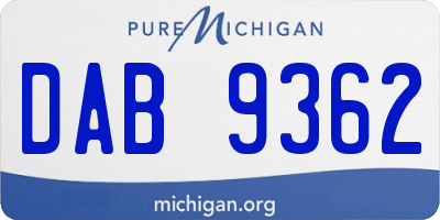 MI license plate DAB9362