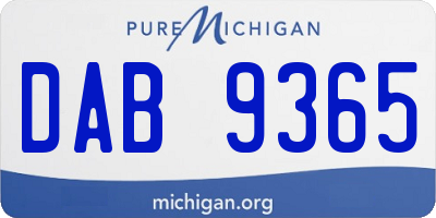 MI license plate DAB9365