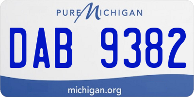 MI license plate DAB9382