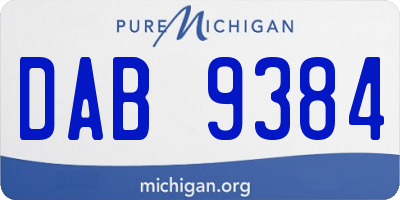 MI license plate DAB9384