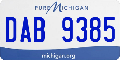 MI license plate DAB9385