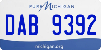 MI license plate DAB9392