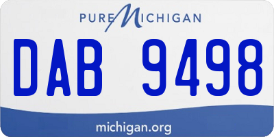 MI license plate DAB9498