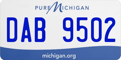 MI license plate DAB9502