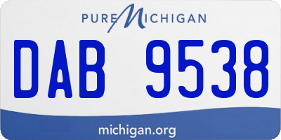 MI license plate DAB9538