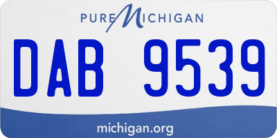 MI license plate DAB9539