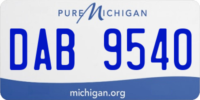 MI license plate DAB9540