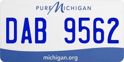 MI license plate DAB9562