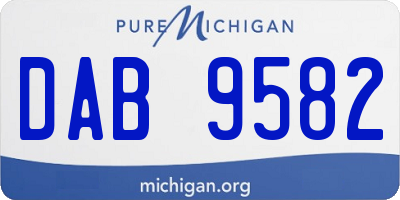 MI license plate DAB9582