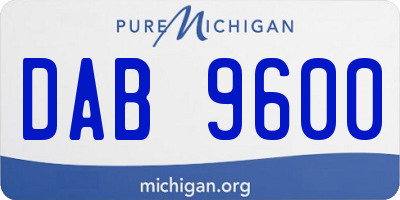 MI license plate DAB9600