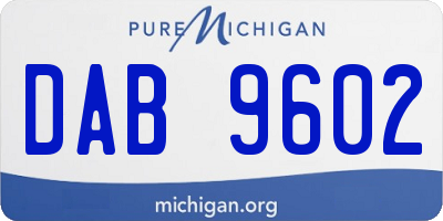 MI license plate DAB9602