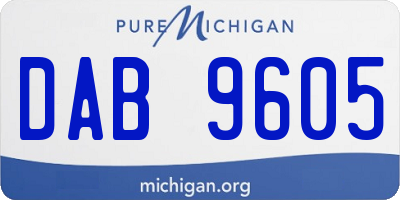 MI license plate DAB9605
