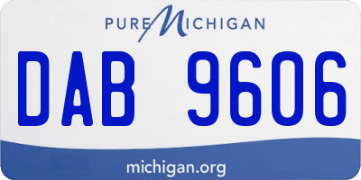 MI license plate DAB9606