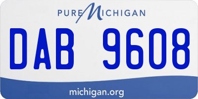 MI license plate DAB9608