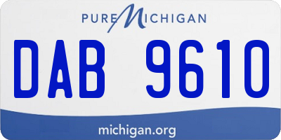 MI license plate DAB9610