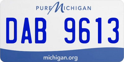 MI license plate DAB9613