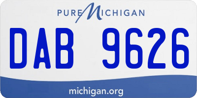 MI license plate DAB9626